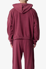Skeleton Zip Up Hoodie - Washed Red