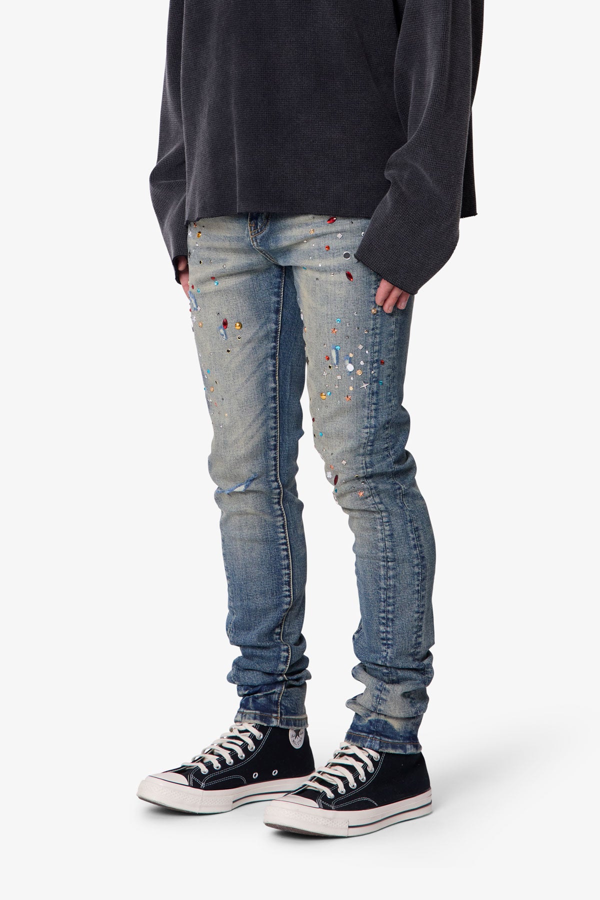 Skinny Crystal Denim - Washed Blue | mnml