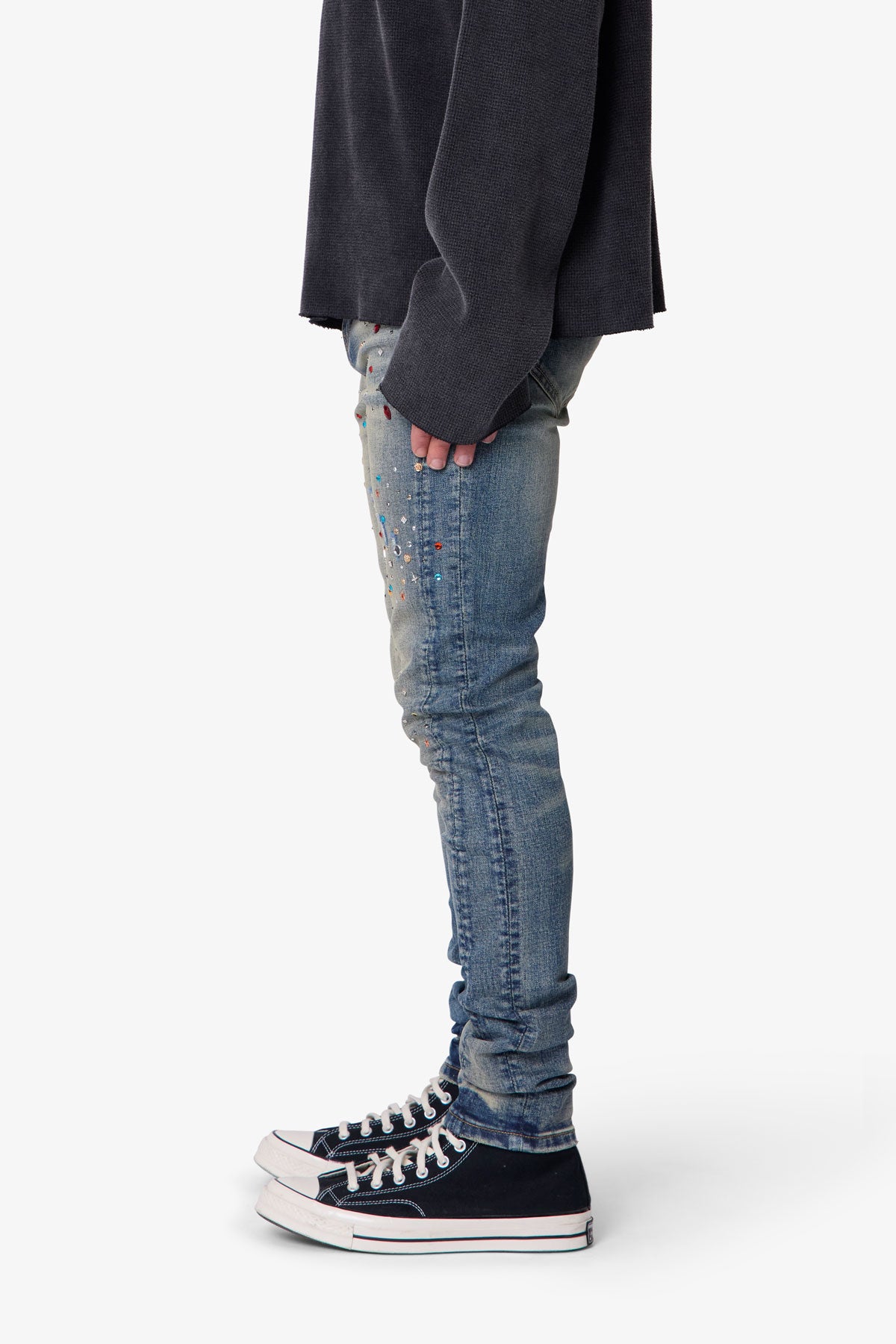 Skinny Crystal Denim - Washed Blue | mnml | shop now