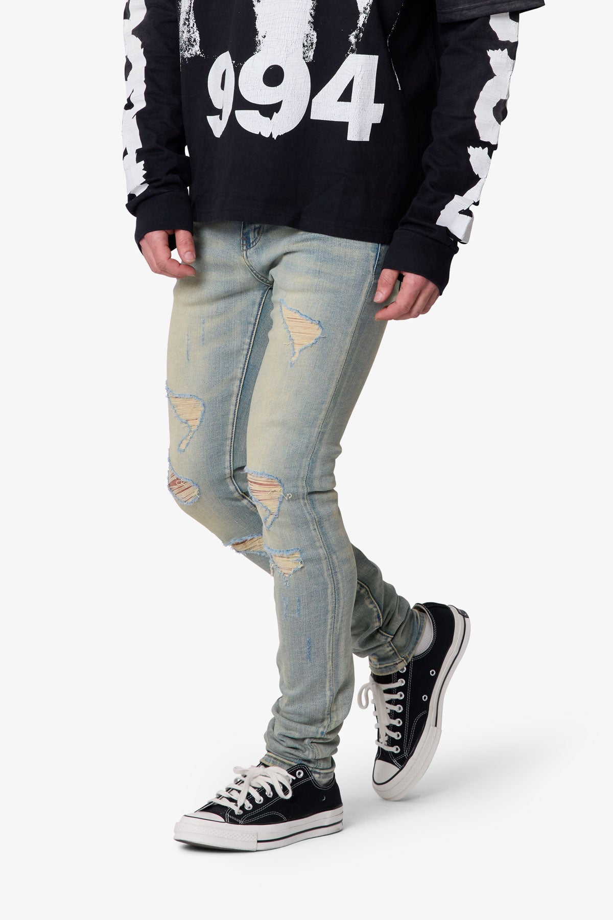 Skinny Distressed Denim - Vintage Blue | mnml