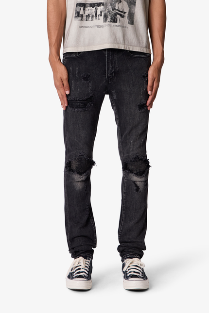 Skinny Distressed Moto Denim - Black