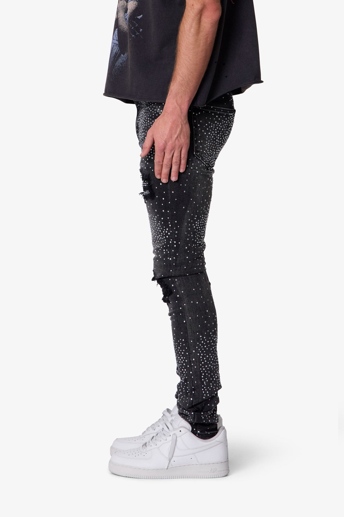 Skinny Rhinestone Denim - Vintage Black | mnml