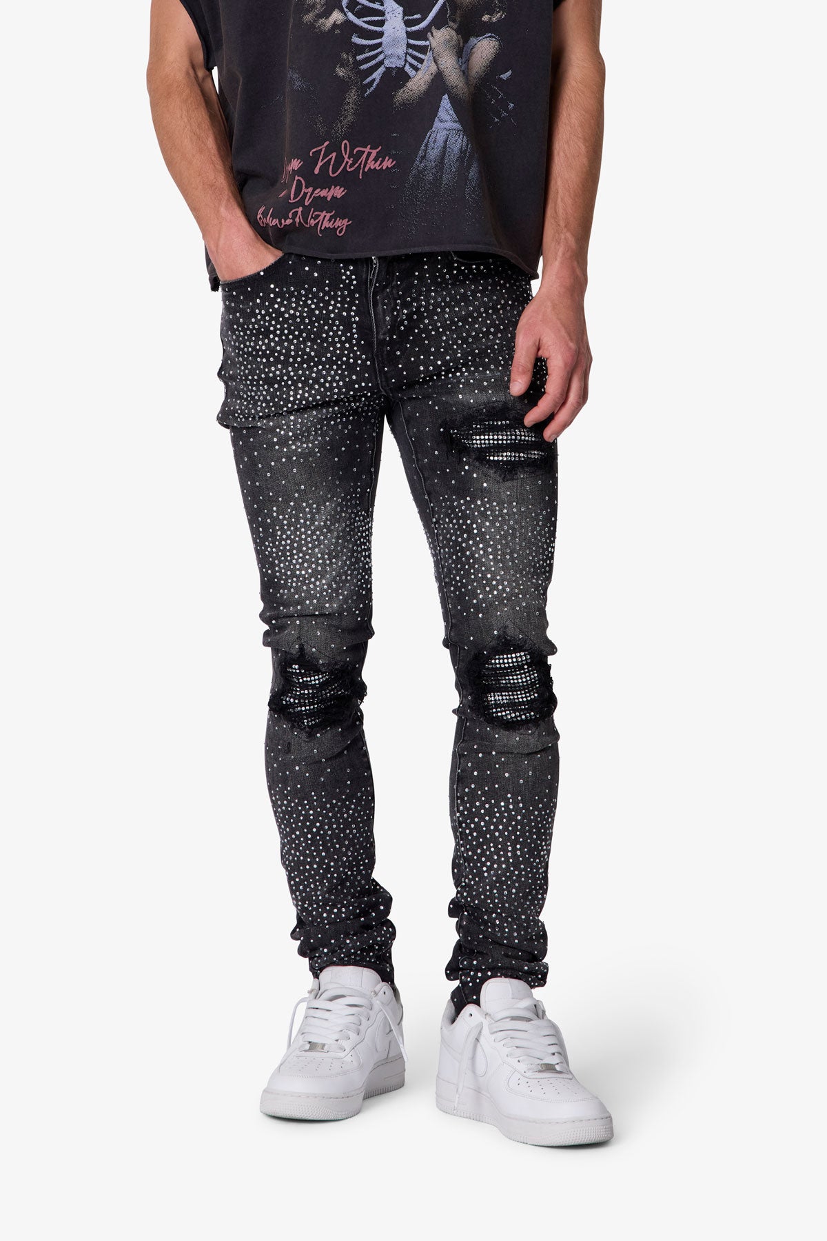 Skinny Rhinestone Denim - Vintage Black | mnml