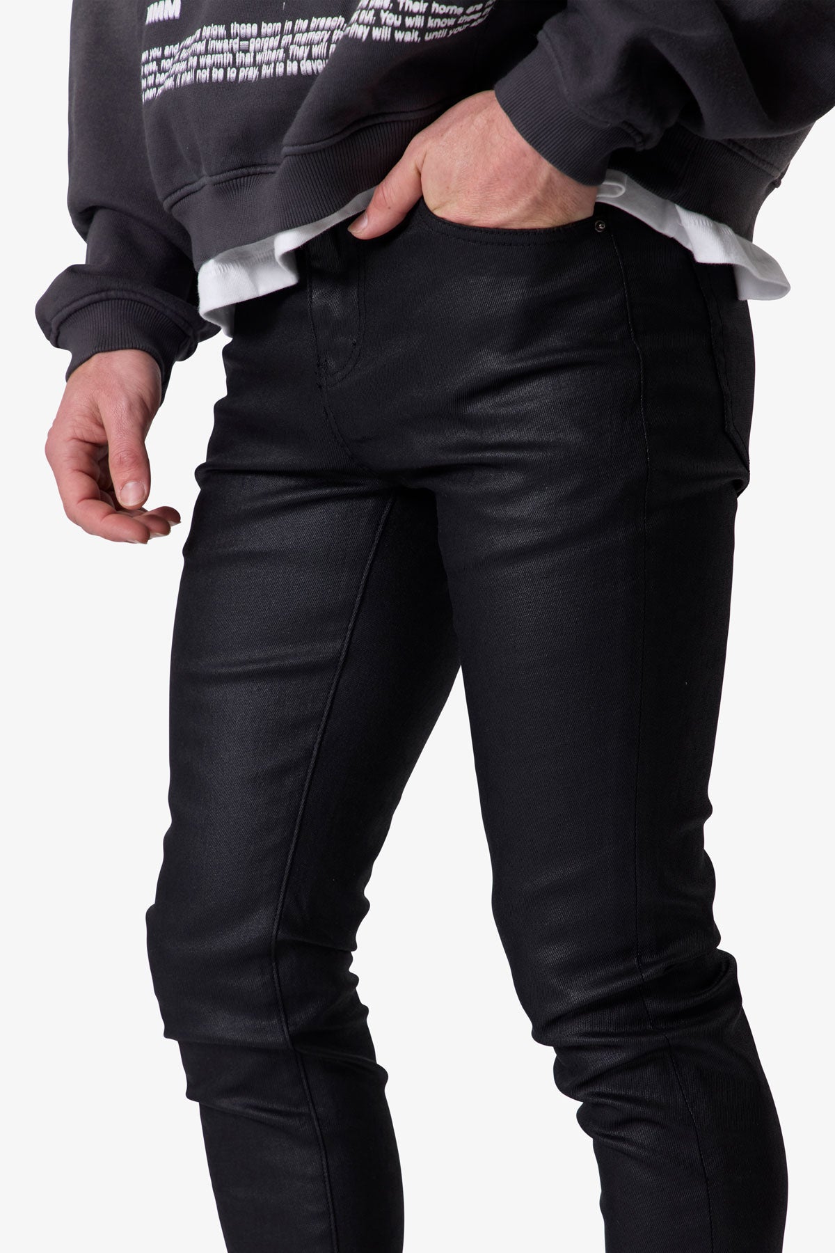 パンツ CIVARIZE waxed black skinny denim M y2k Skinny Waxed Denim - Black | mnml | shop now