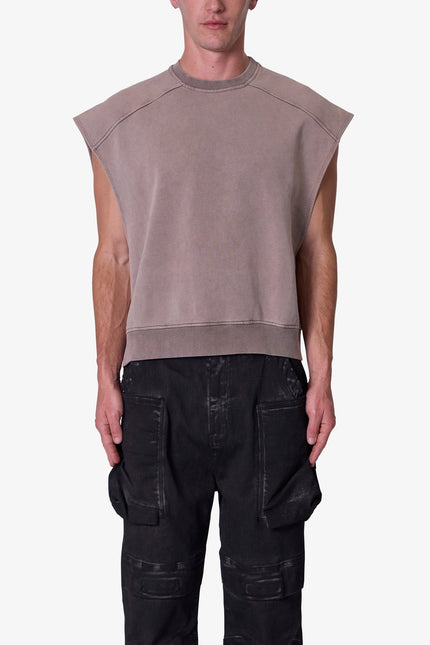 Sleeveless Rag Shirt - Washed Brown