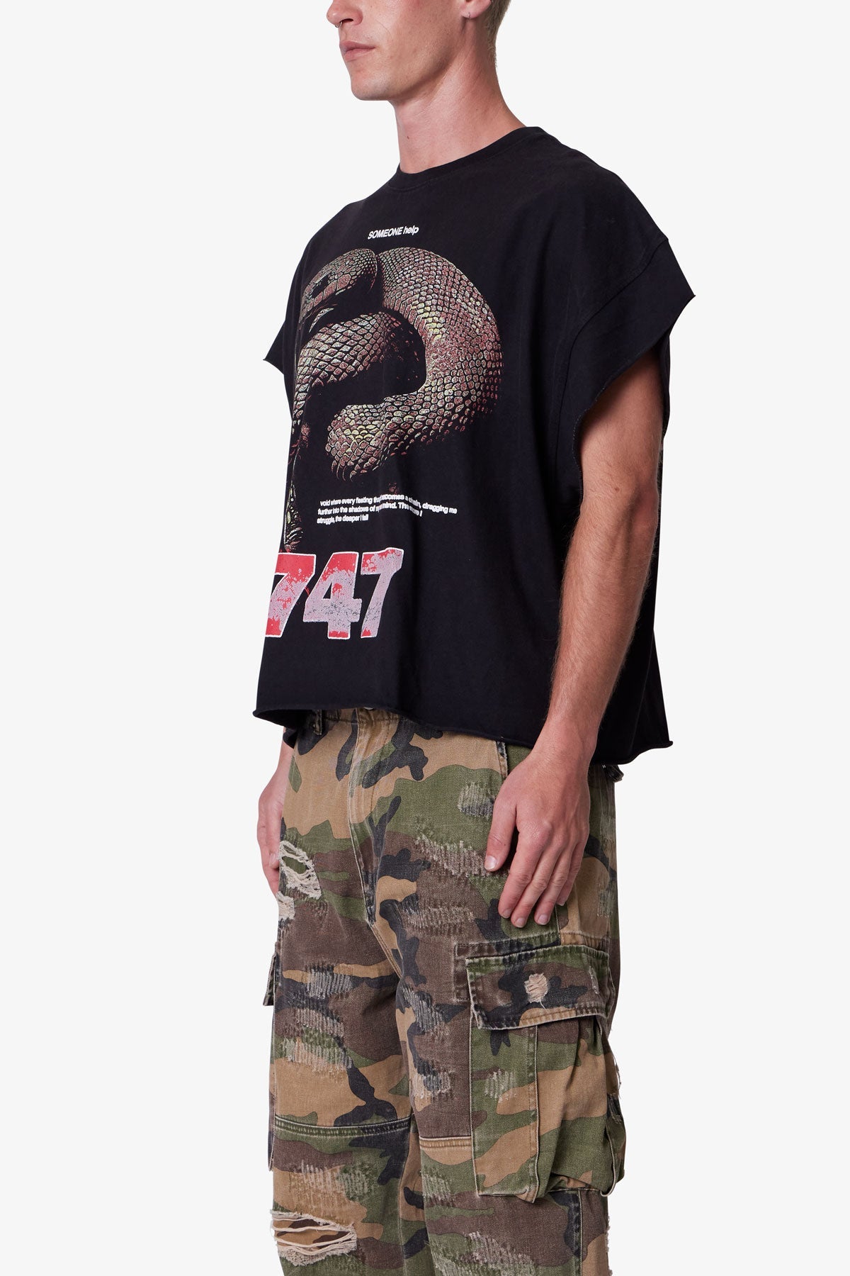 Snake Cutoff Tee - Vintage Black | mnml