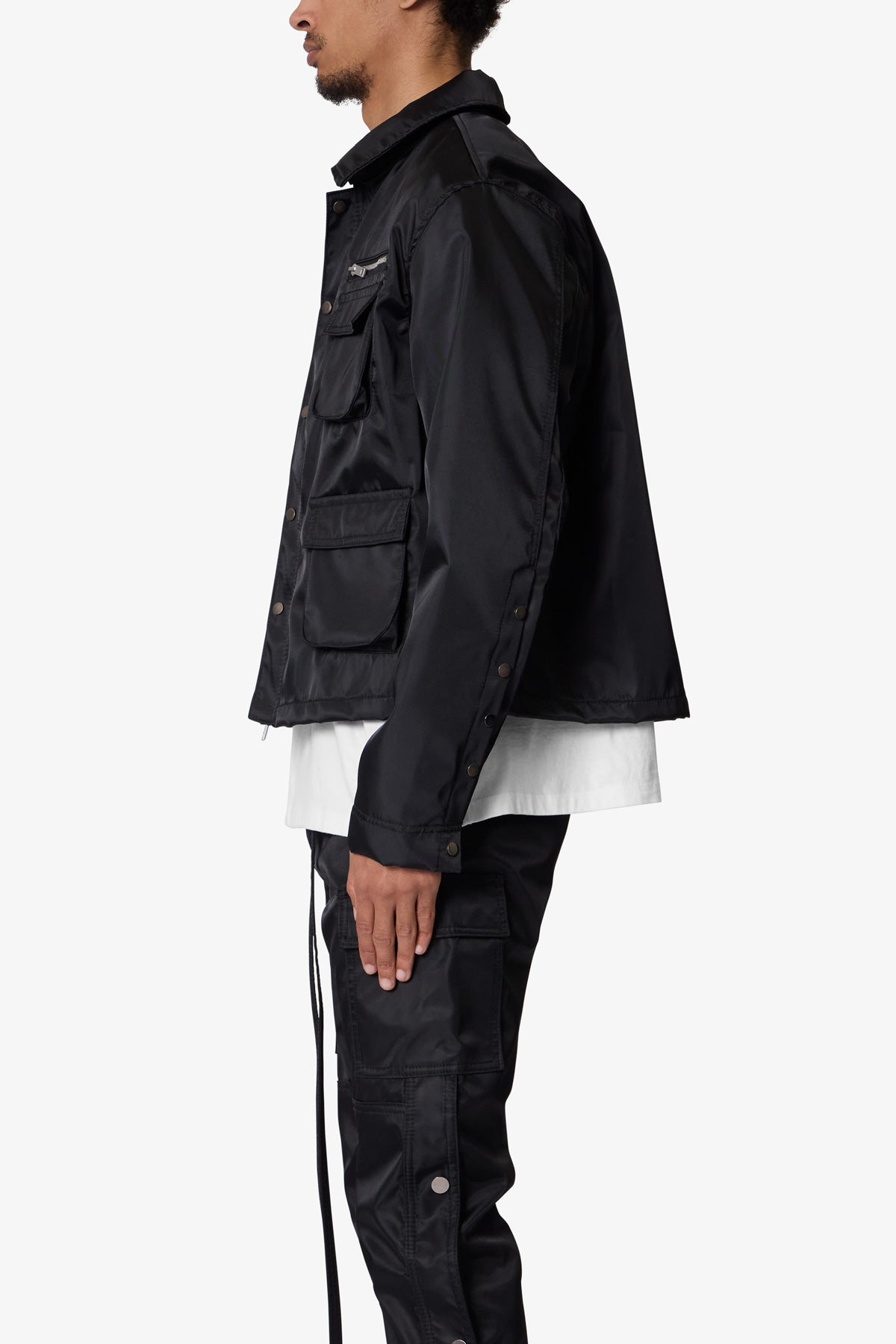Snap Cargo Work Jacket - Black | mnml