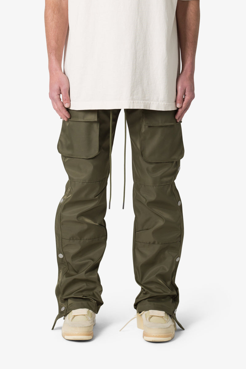 Snap Front Cargo Pants - Olive