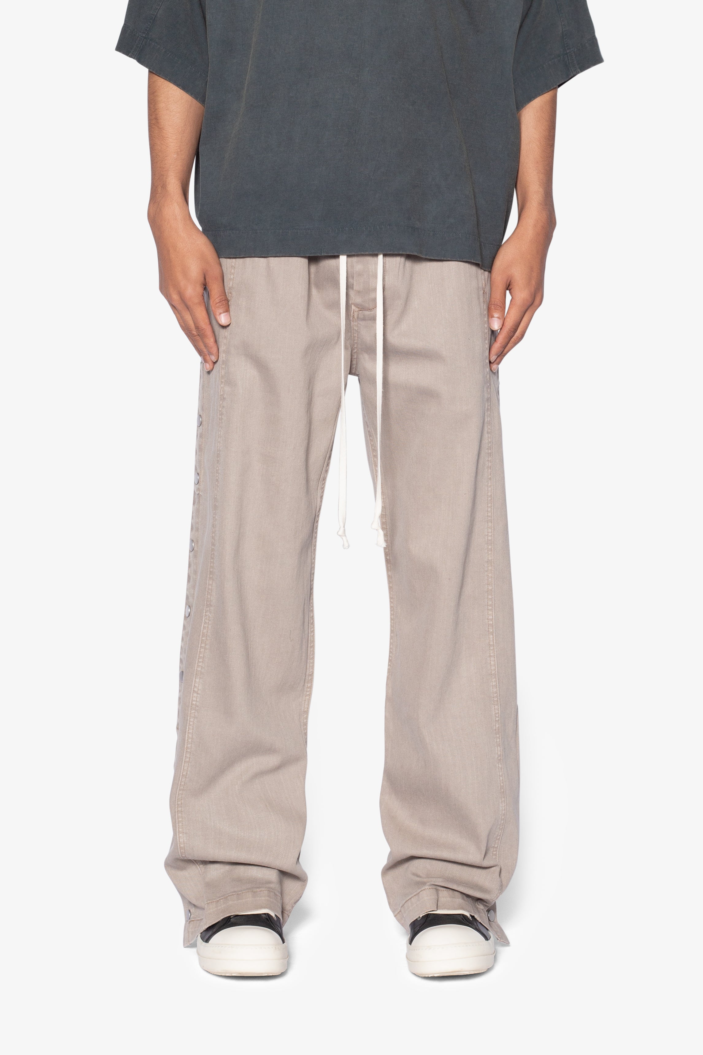 Snap-Panel-Coated-Pants-Khaki-