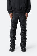 Pantalones de cuero apilados - Negro