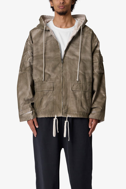 Stained Canvas Work Jacket - Olive