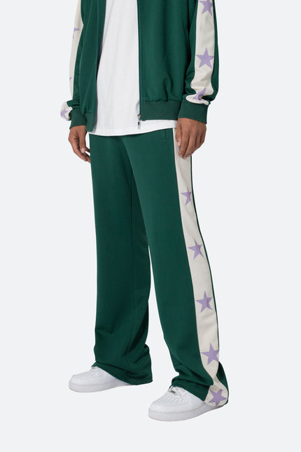 Star Stacked Track Pants - Green