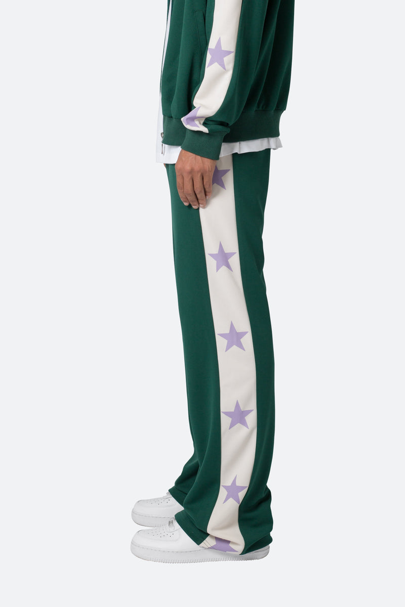 Star Stacked Track Pants - Green