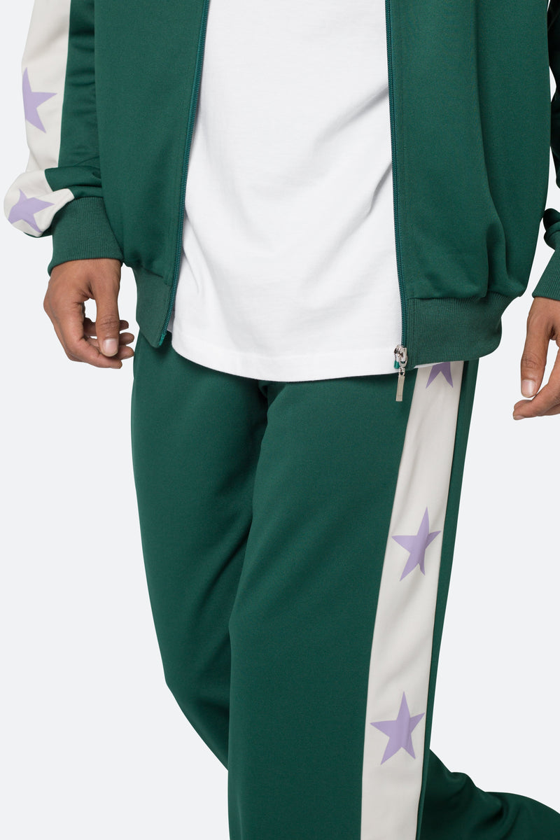 Star Stacked Track Pants - Green | mnml | shop now