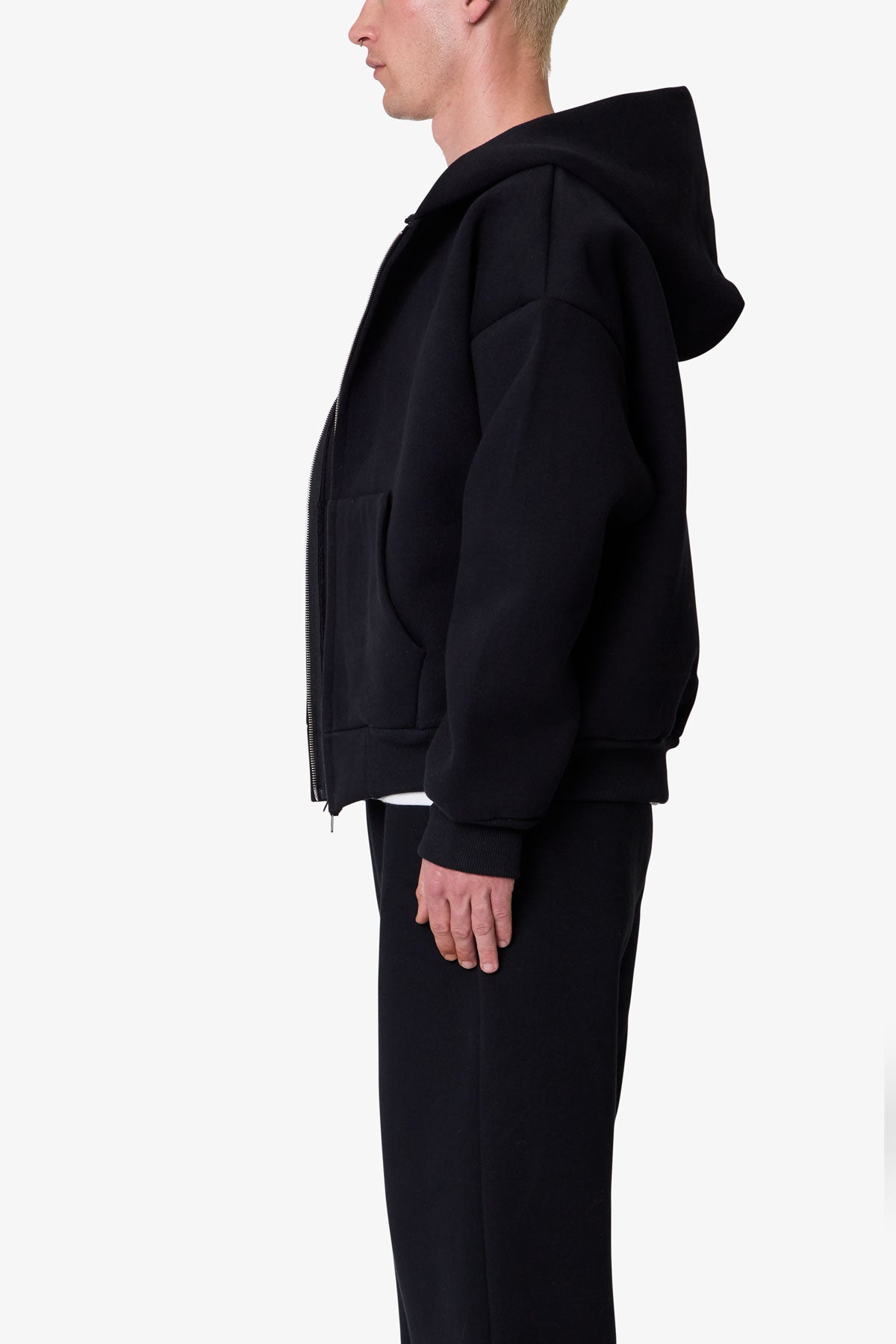 Stiff Lounge Zip Up Hoodie - Black | mnml