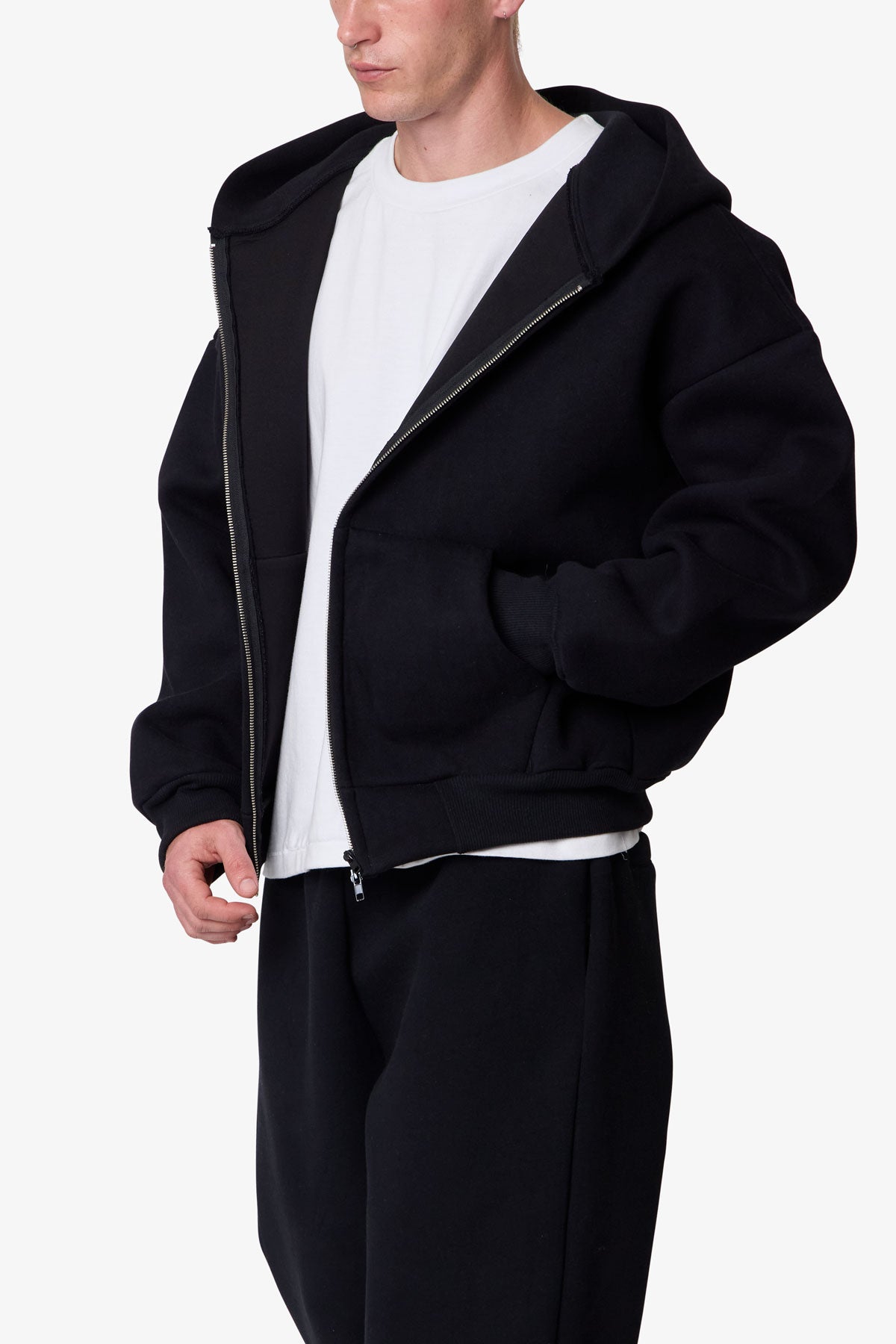 Stiff Lounge Zip Up Hoodie - Black | mnml