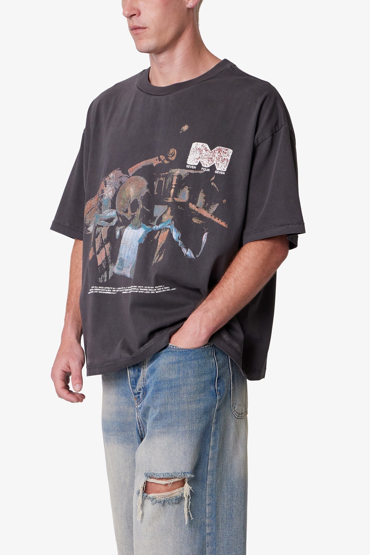 Still Life Printed Tee - Washed Black | mnml