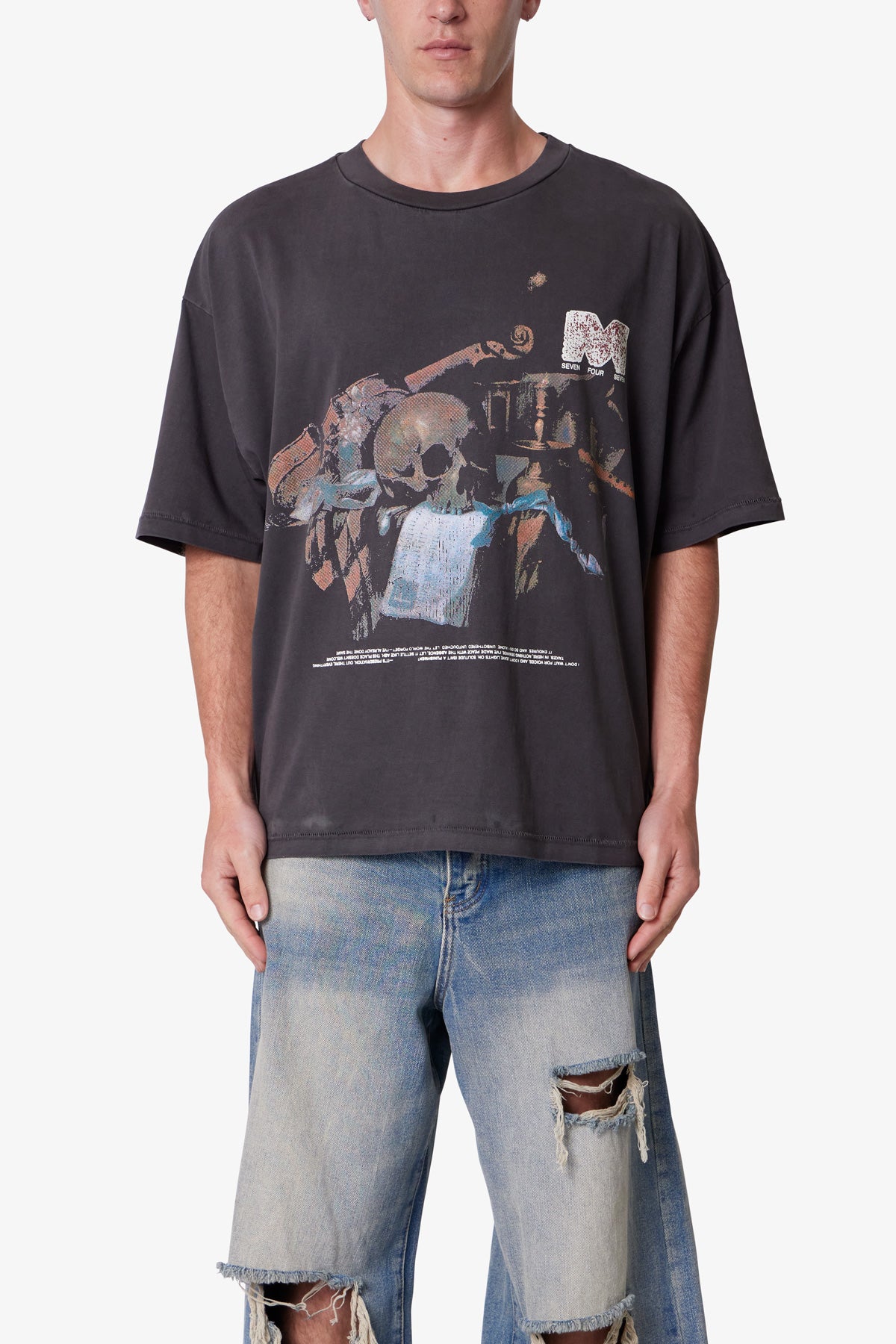 Still Life Printed Tee - Washed Black | mnml
