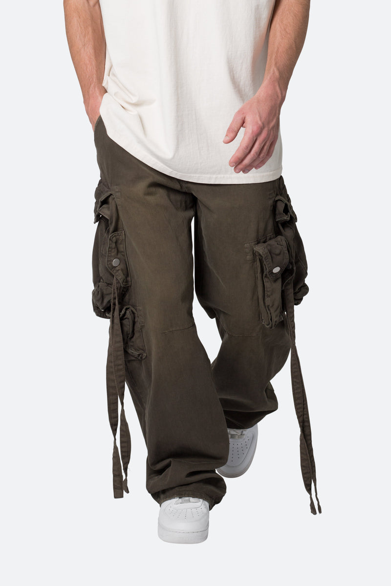 Strapped Multi Cargo Pants - Brown