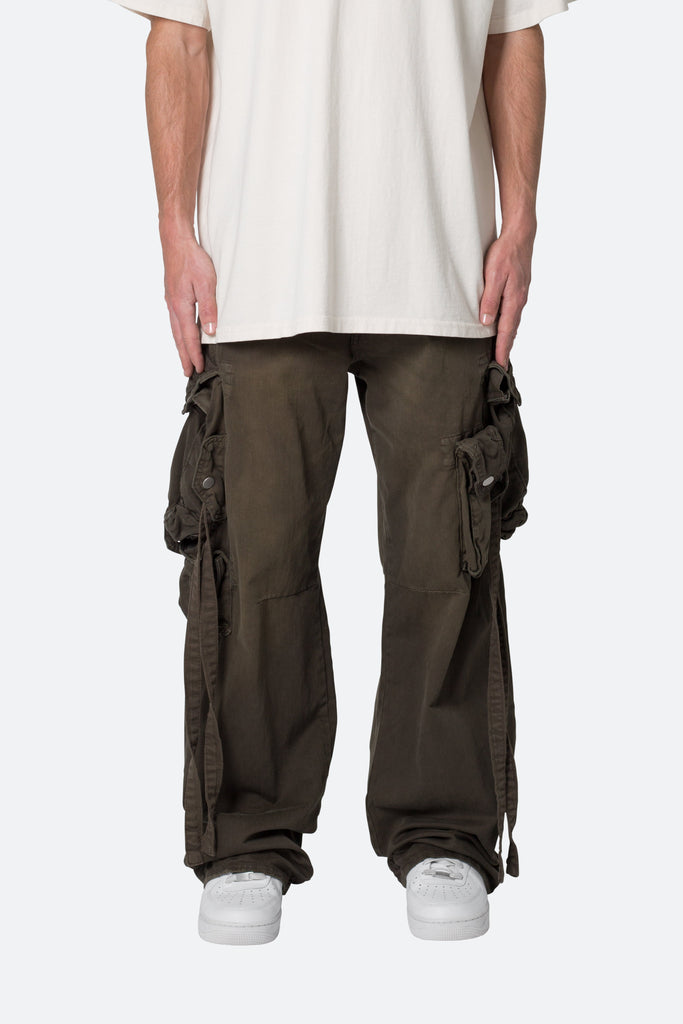 Strapped Multi Cargo Pants - Brown