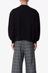 Striped Collared Cardigan Sweater - Black