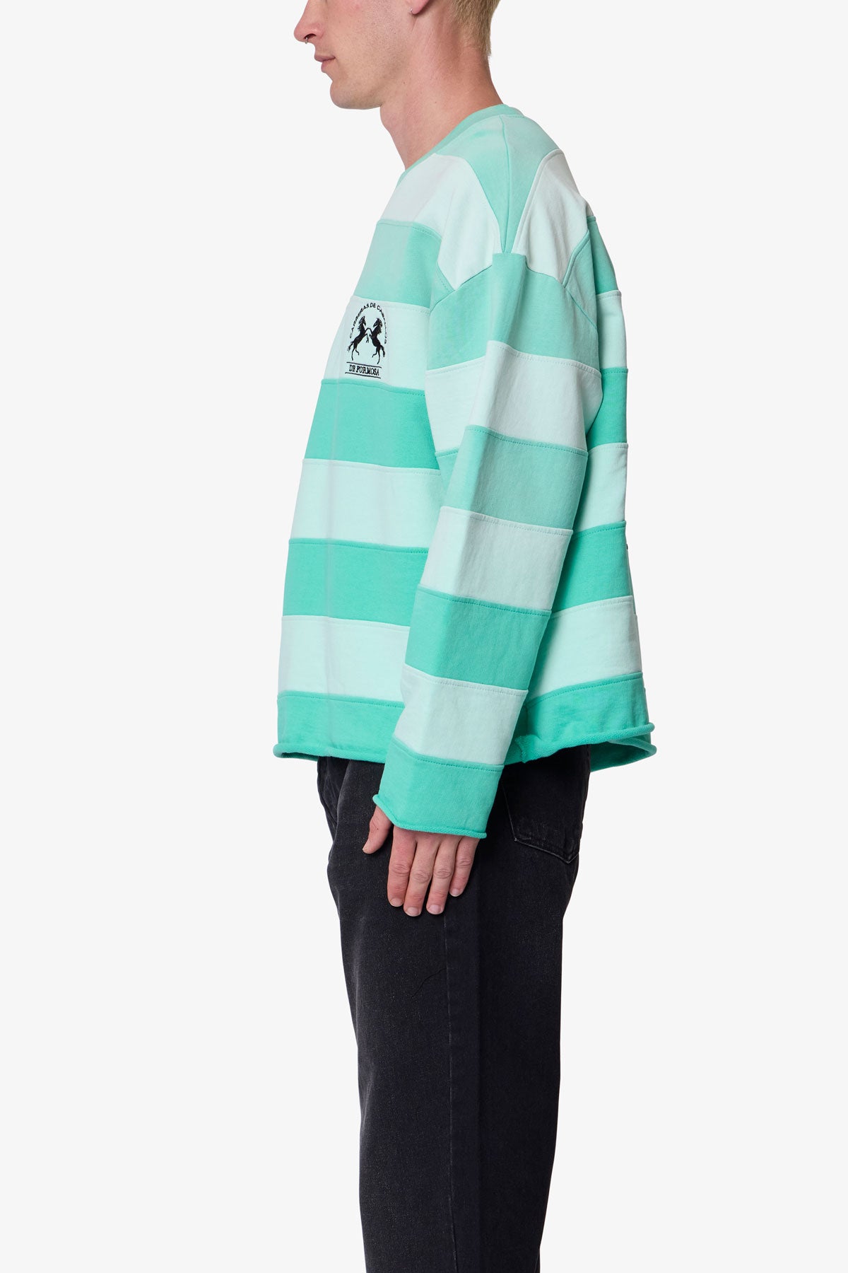 Striped Crewneck Sweater - Green | mnml