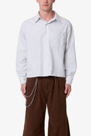 Striped L/S Button Up Shirt - Grey/White