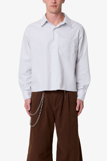 Striped L/S Button Up Shirt - Grey/White