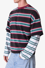 Striped Layered L/S Tee - Green/Black