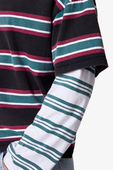 Striped Layered L/S Tee - Green/Black