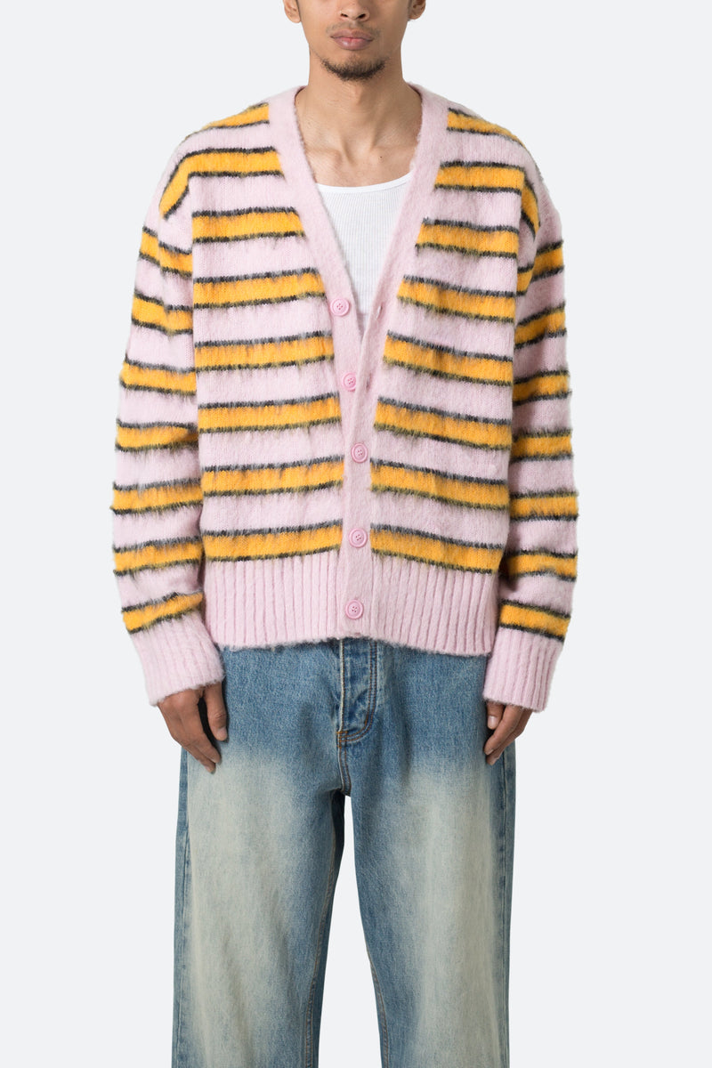 GolfWangwinteSTRIPED MOHAIR CARDIGAN  PINK