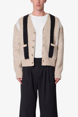 Striped Mohair Cardigan Sweater - Tan