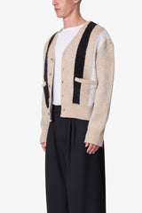 Striped Mohair Cardigan Sweater - Tan