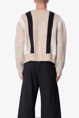 Striped Mohair Cardigan Sweater - Tan