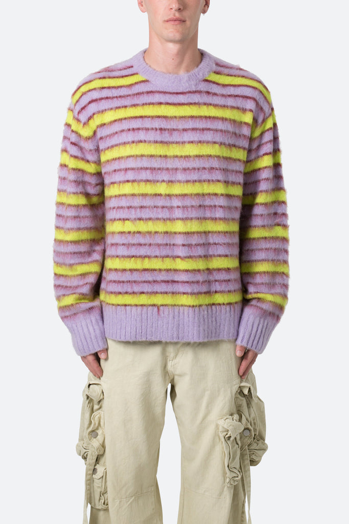 Striped Mohair Sweater - Green/Purple | mnml | shop now