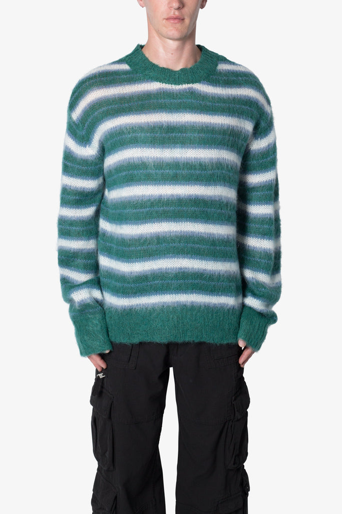 Striped Mohair Sweater Sweater - Green | mnml | shop now