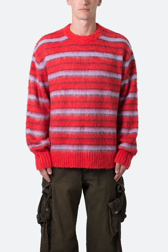 Striped Mohair Sweater - Red