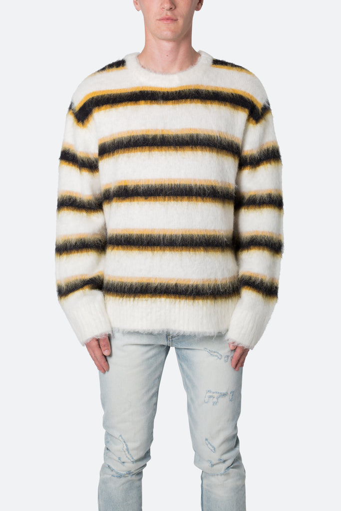 Striped Mohair Sweater - White | mnml | shop now