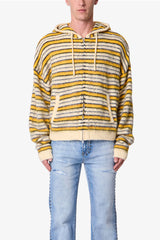 Striped Mohair Zip-Up Hoodie - Yellow