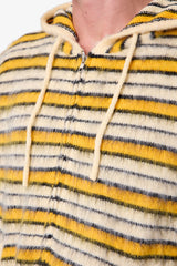 Striped Mohair Zip-Up Hoodie - Yellow