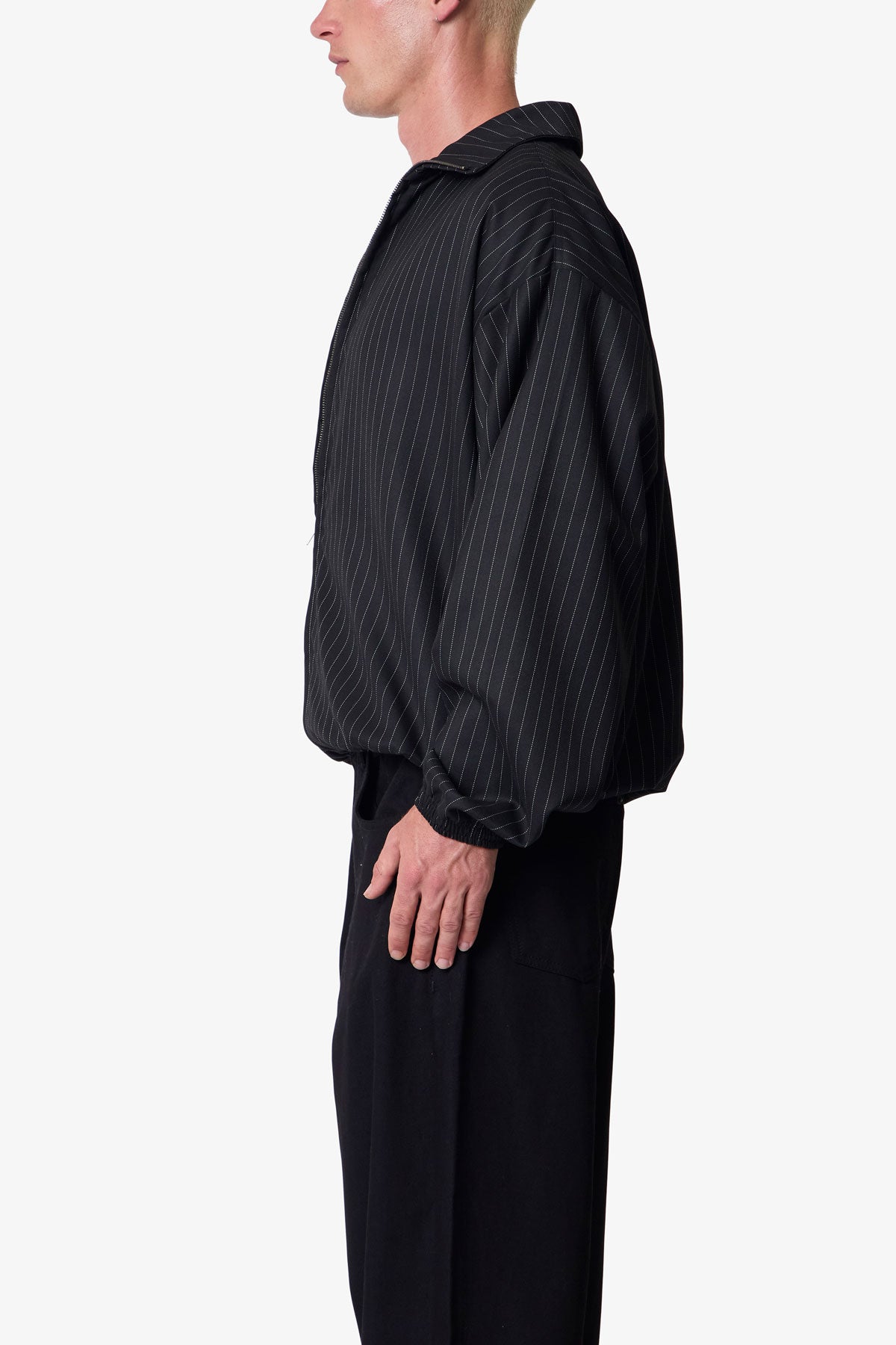 Striped Track Jacket - Black | mnml