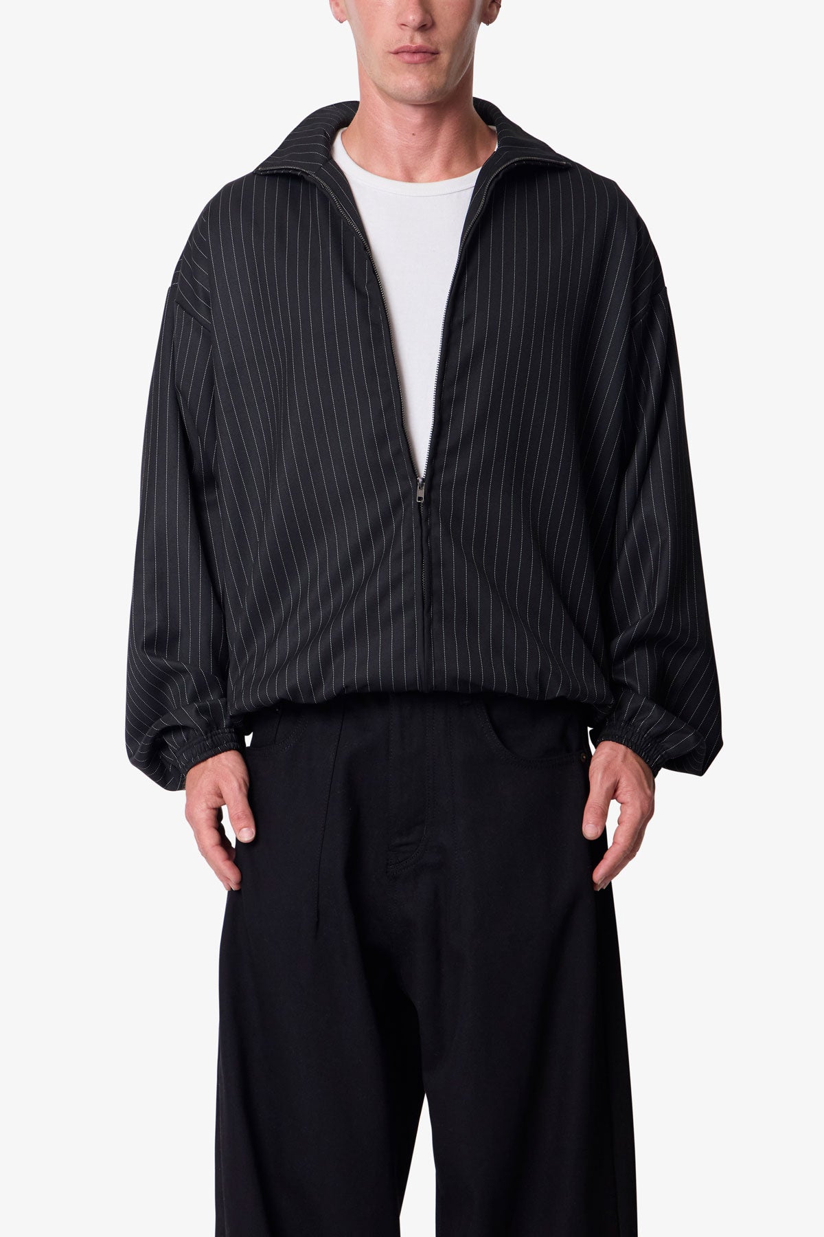 Striped Track Jacket - Black | mnml