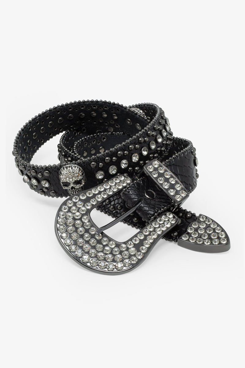 Studded Skull belt - Black | mnml | shop now エリメル