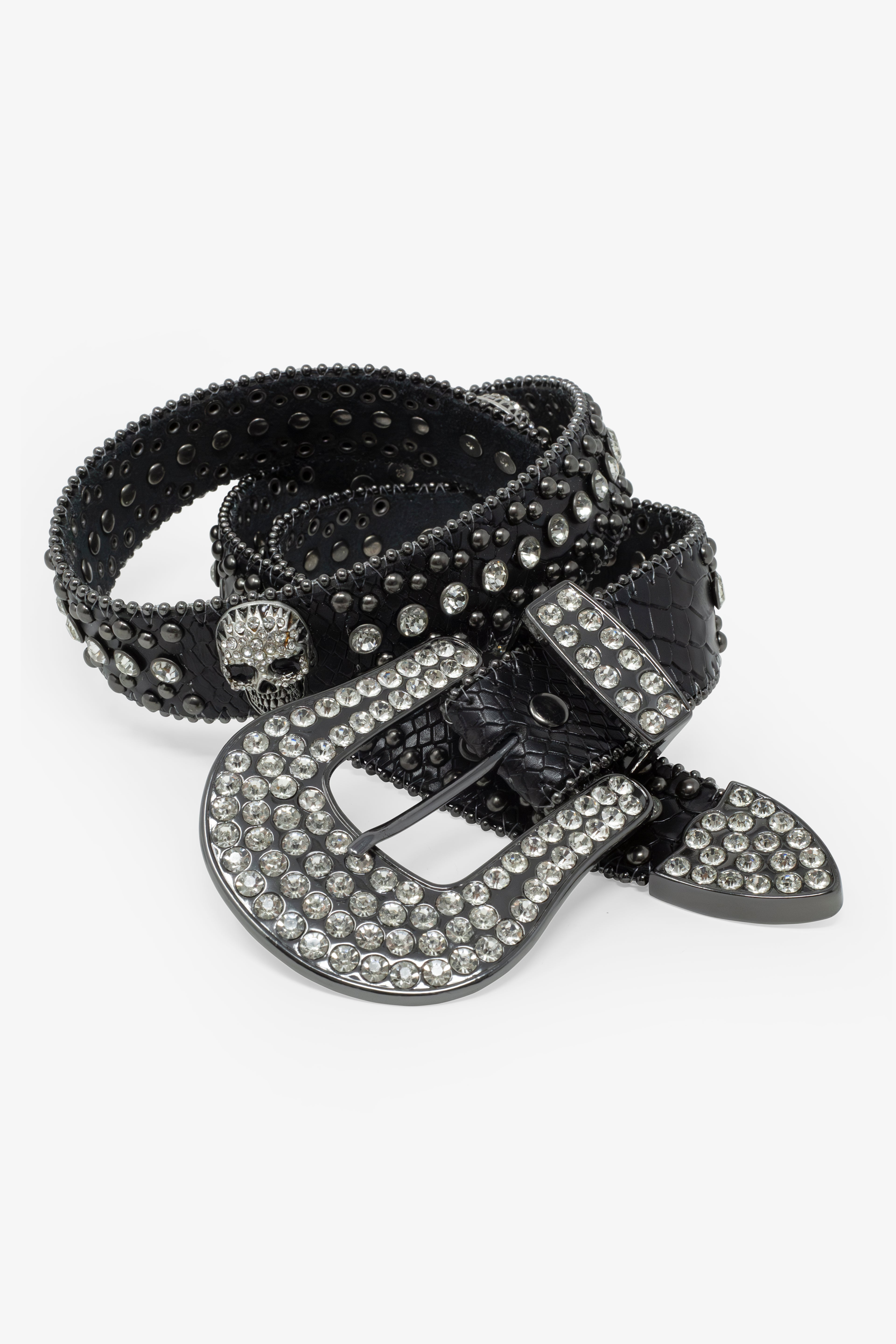 Studded Skull belt - Black | mnml | shop now 