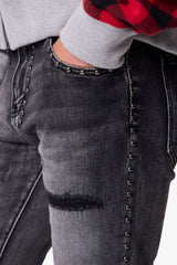 Studded Super Flare Denim - Black