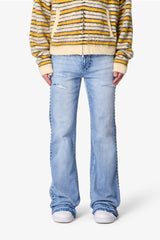 Studded Super Flare Denim - Blue
