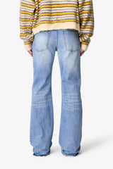 Studded Super Flare Denim - Blue
