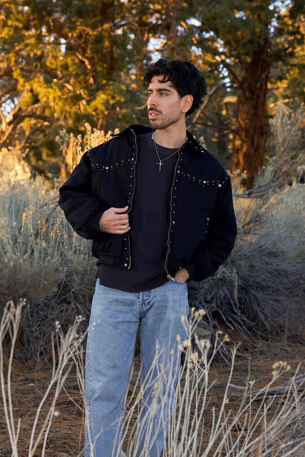 Studded Work Jacket - Washed Black | mnml | shop now