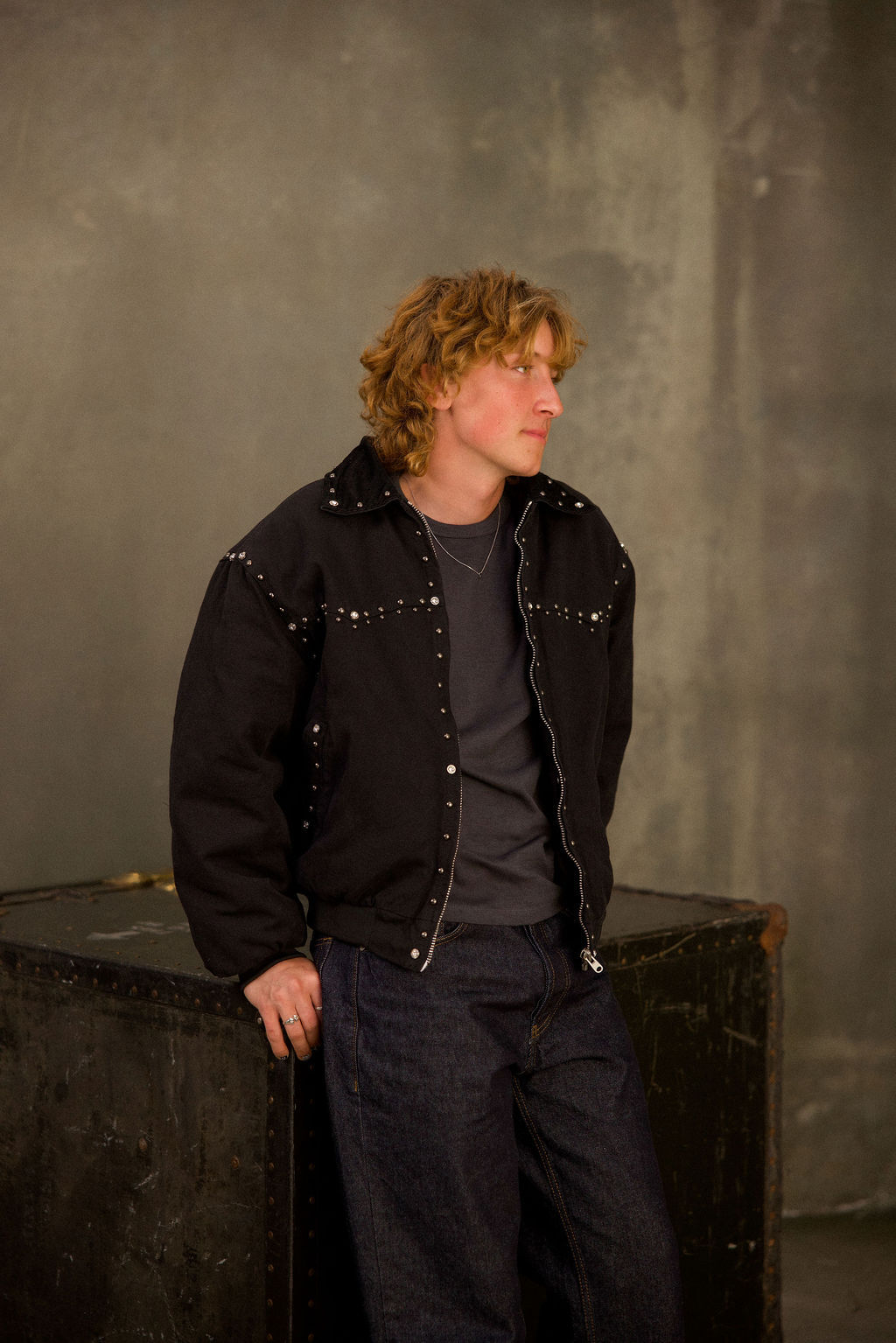 Studded Work Jacket - Washed Black | mnml | shop now