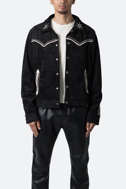 Suede Collared Jacket - Black